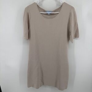 Burgess‎ Sand Cotton Silk Blend Short Sleeve Knit Dress S600 NWT Large